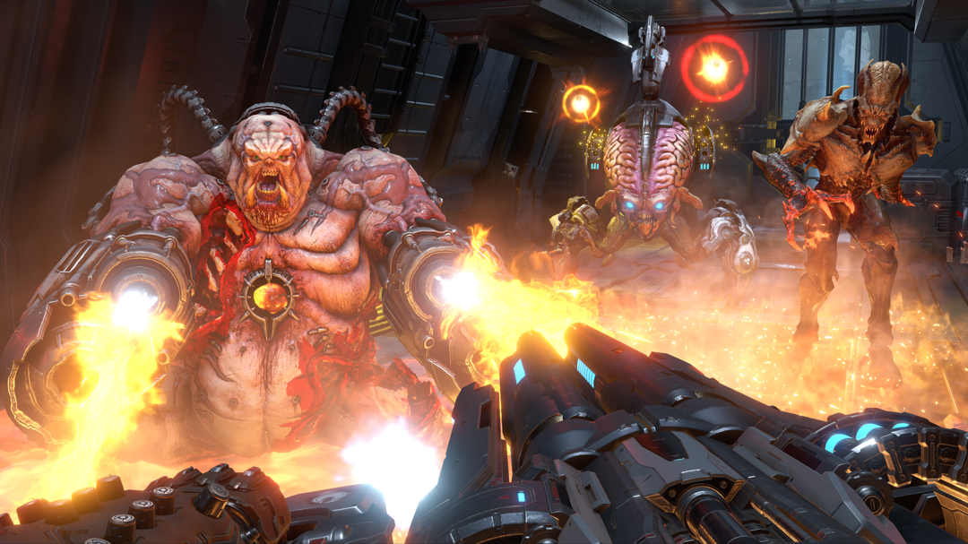 Direct-feed screenshot of Doom Eternal, as showcased at E3 2019. 